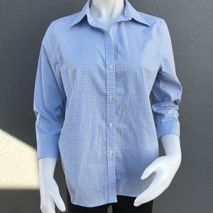 RL 3/4 Length sleeve blue gingham collar shirt